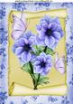 Blue Flowers on a Scroll with Butterflies A4
