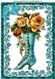 Vintage Ladies Boot with Rose in Ornate Frame A4