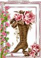 Vintage Brown Boot with Roses A4