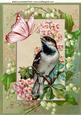 Pretty Bird with Flowers and Lily of the Valley A4