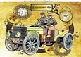 1901 Vintage Car in Steampunk Clock Frame A4
