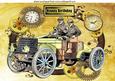 1901 Vintage Car in Steampunk Clock for Birthday A4
