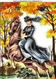 Vintage Lady Horse Riding in the Meadows A4