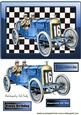 1914 Vintage Blue Sports Car in Check Glass Frame