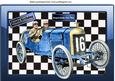 1914 Vintage Blue Sports Car in Glass Frame A4