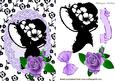 Silhouette Vintage Lady with Purple Rose