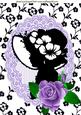 Silhouette Vintage Lady with Purple Rose A4