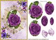 Purple Rose, with Petunias in Ornate Frame Oval Pyramids