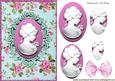 Pretty Vintage Cameo Lady with Roses Oval Pyramids