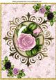 Pretty Pink Roses, Ornate Frame Corner Roses A4