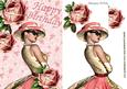Pretty Lady in Dress with Roses