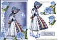 Girl in Floral Blue Bonnet with Roses