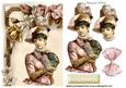 Vintage Lady with Fan in Rose Frame