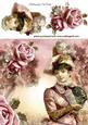 Vintage Lady with Fan in Rose Frame 8x8