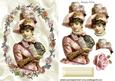 Vintage Lady with Fan in Oval Rose Frame