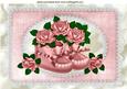 Pink Bootees with Roses in Lace Frame A4