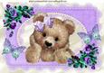 Fuzzy Bear with Purple Roses & Butterflies A4