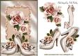 Peach Roses with Pretty Shoes in Scroll Frame