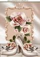 Peach Roses with Pretty Shoes in Scroll Frame A4