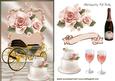 Gold Wedding Carriage with Peach Roses & Wine
