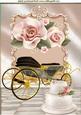 Gold Wedding Carriage with Peach Roses & Wine A4