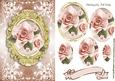 Pretty Peach Roses in Gold Frame Oval Pyramids