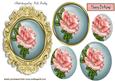 Pink Rose in Gold Ornate Frame Oval Pyramids
