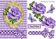 Gingham Bow with Purple Roses in Ornate Frame