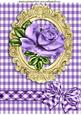 Gingham Bow with Purple Roses in Ornate Frame A4