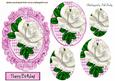 White Roses with Pink Gingham Oval Pyramids