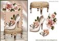 Pretty Shoe with Peach Roses on a Stool