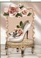 Pretty Shoe with Peach Roses on a Stool A4