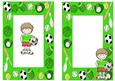 Soccer Boy Wins the Cup in Green Frame A5 Insert