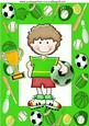 Soccer Boy Wins the Cup in Green Frame A4