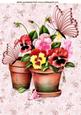Potted Plants of Pansies and Butterflies A4