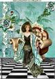 Elegant Lady in Hat with Blue Rose A4