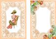 Elegant Lady Sitting with Fan on Peach Lace A5 Insert