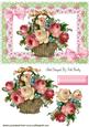 Basket of Roses with Bows in Lace Frame