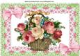 Basket of Roses with Bows in Lace Frame A4