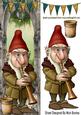 Musical Gnome with His Cup of Wine Tall Dl