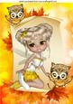 Autumn Faerie on a Scroll with Cute Owls A4