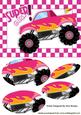 Pink Monster Truck with Flames Oval Pyramids