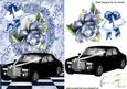 Black Wedding Car with Blue Bells & Roses