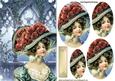 Vintage Lady in Rose Bonnet Oval Pyramids