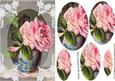 Pink Roses in a Vase with Lace Oval Pyramids