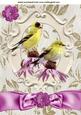 Yellow Birds with Pink Flowers and Bow A4