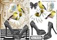Black/white Polkadot Shoes with Yellow Birds