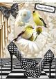 Black/white Polkadot Shoes with Yellow Birds A4