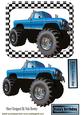 Blue 4x4 Monster Truck in Check Frame