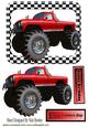 Red 4x4 Monster Truck in Check Frame